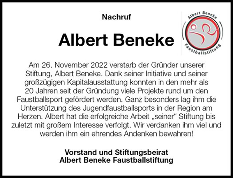 Nachruf Albert Beneke